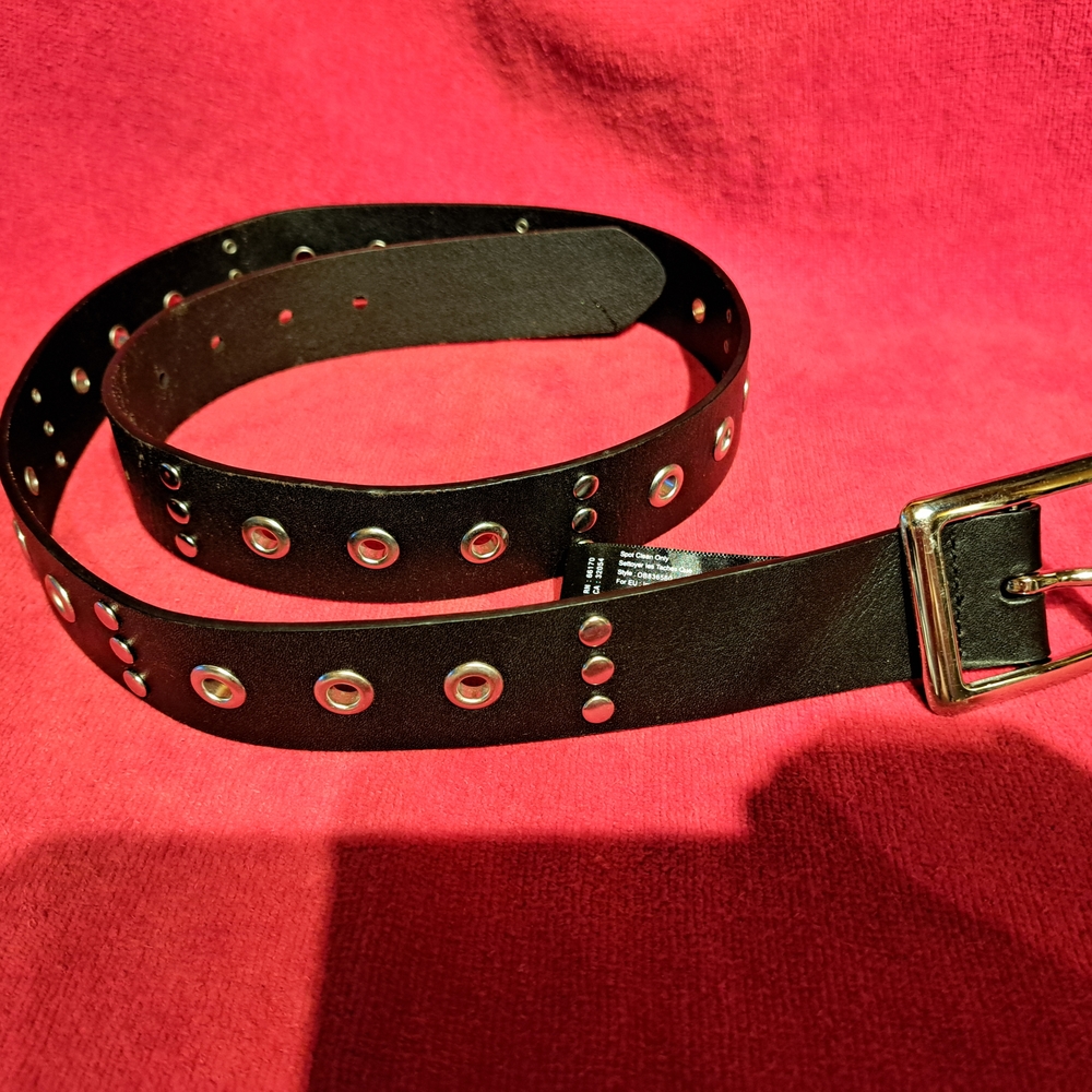Urban Outfitters Black Leather Belt with Silver Eyelets